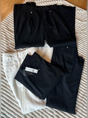 Theory Bundle of 4 Pants: Black(3) & Off White(1) Boot Cut & Flare ( size 2 )